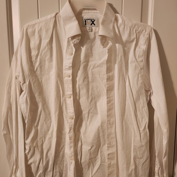 Express Mens 1MX White size Large Button Up - Picture 1 of 3